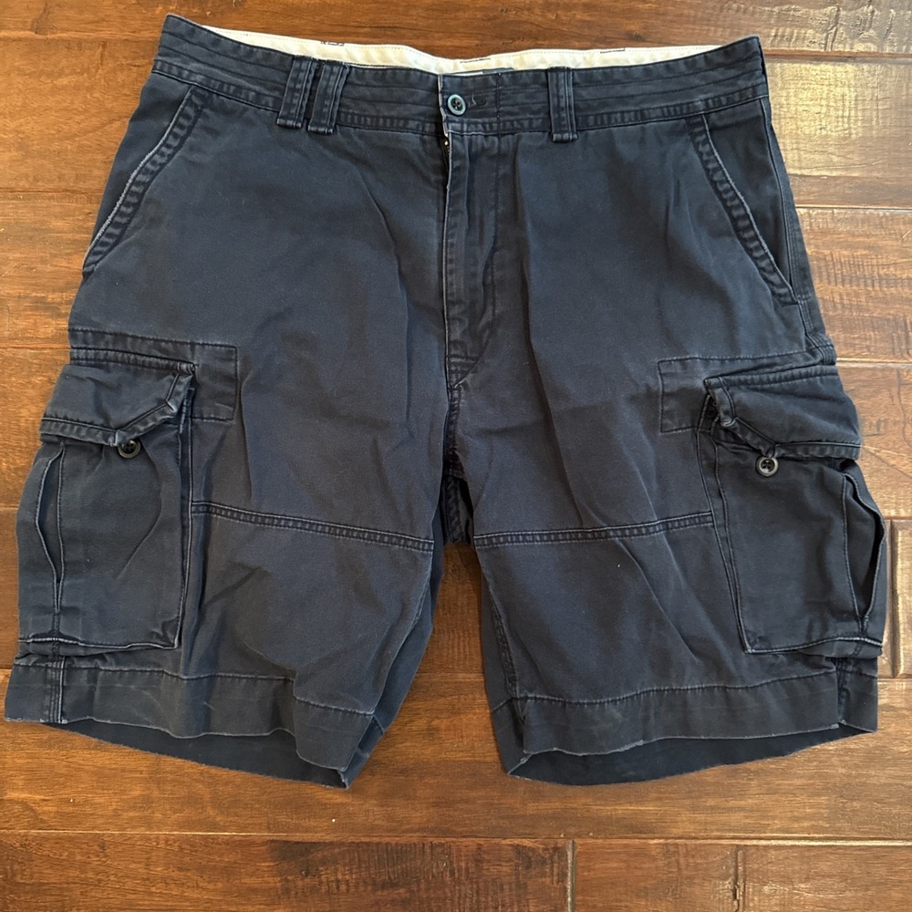 Polo Ralph Lauren Classic Cargo Shorts Navy Cotton Size 38 Button Pockets
